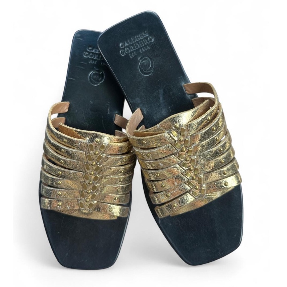 Calleen Cordero classic gold hand crafted made in LA real leather Molded footbed